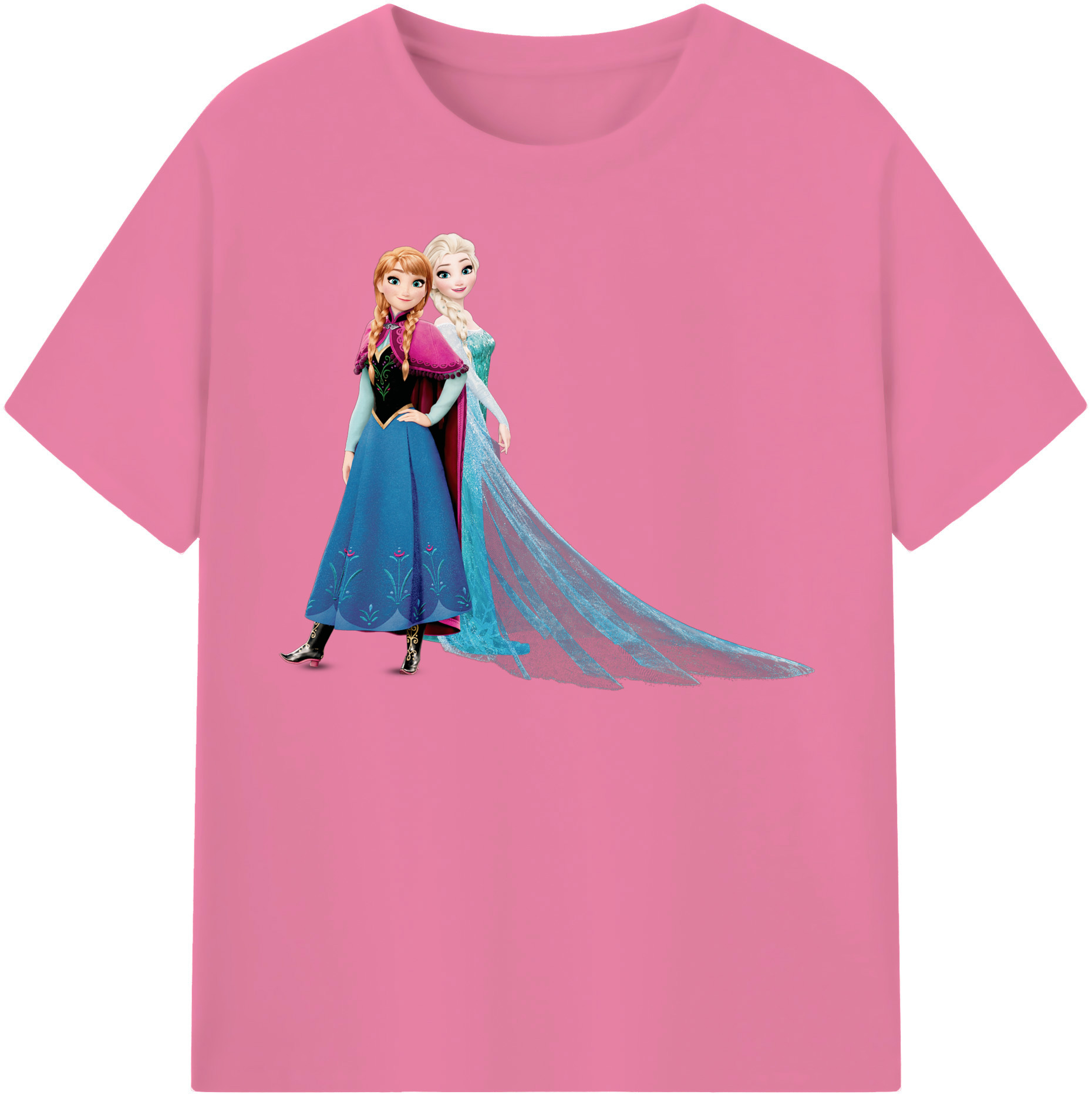 （画像用） アナと雪の女王 アンナ エルサ Frozen Anna Elsa 綿100％半袖Tシャツ（フロントプリント）